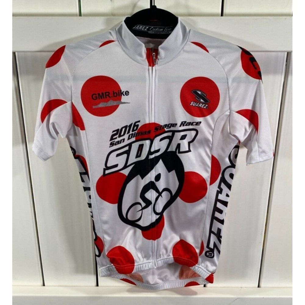 New - Suarez Custom Line Cycling Jersey - White/Red Full Zip - Small